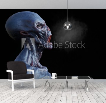 Bild på 3D rendering of an alien creature screaming